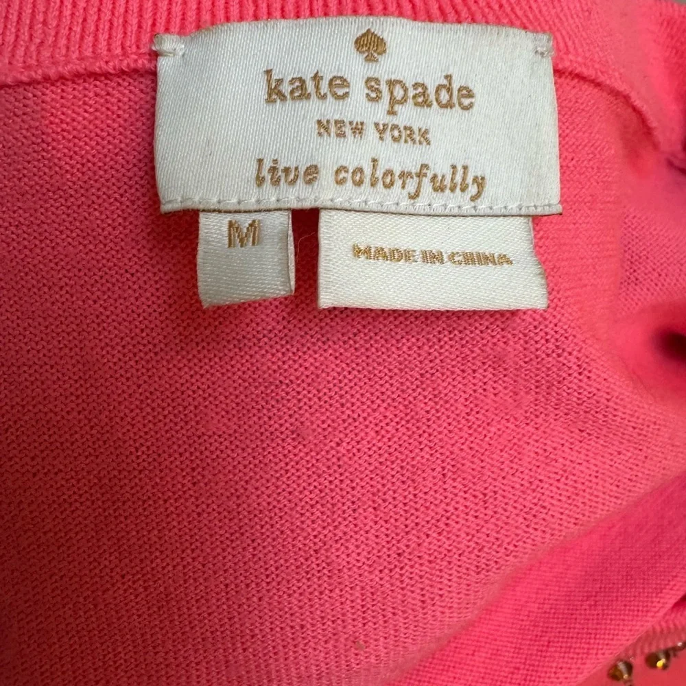 Kate Spade NY Pink Embellished Wool Cardigan Sweater